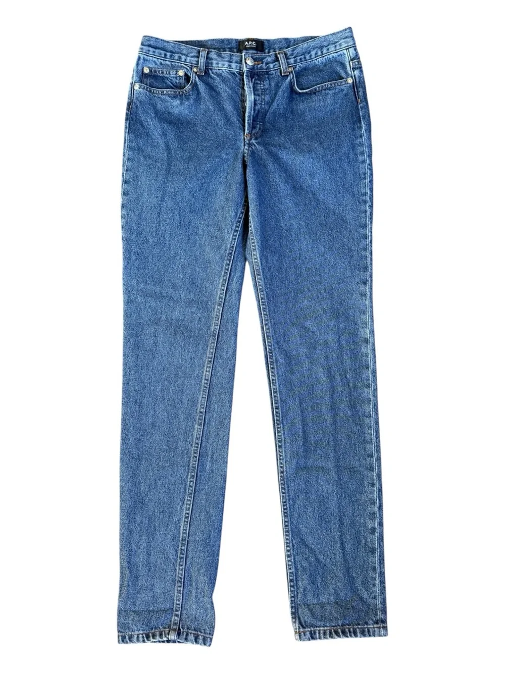 A.P.C. Men’s Medium Wash “Jean Cure” Denim Jeans Size 30 X 33 Printed Pocket EUC
